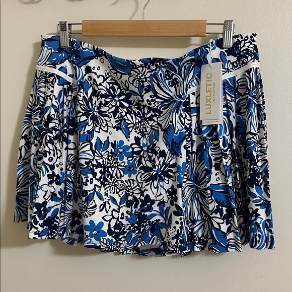 NWT Lilly Pulitzer Luxletic Bacio Skort Upf 50 XL in Low Tide Navy Pandarama - Picture 1 of 7